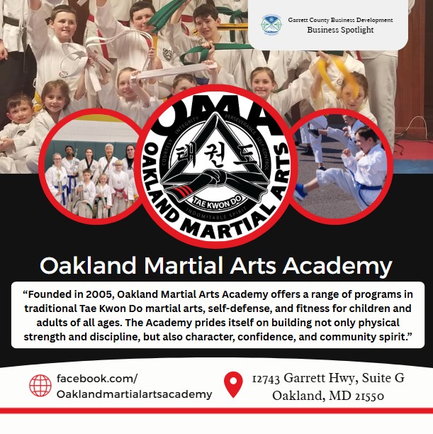 Todays Non-Profit Business Spotlight 📣 is on Oakland Martial Arts Acedemy (OMA)! 
Visit them at Oakland Martial Arts Academy   
Follow us to see more daily Garrett County Business Spotlights!
If you are interested in having your business featured contact Connor Norman at cnorman@garrettcountymd.gov. #businessdevelopment  #garrettcountymd